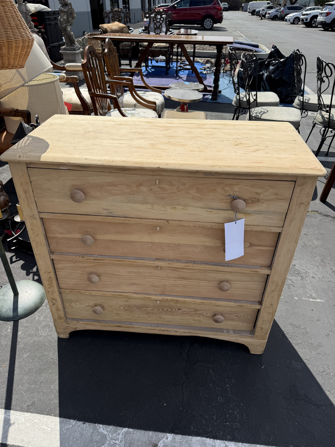 Vintage Pine Dresser w/ Blue Painted Drawers