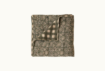 Block Printed Sorrel Linen Quilt