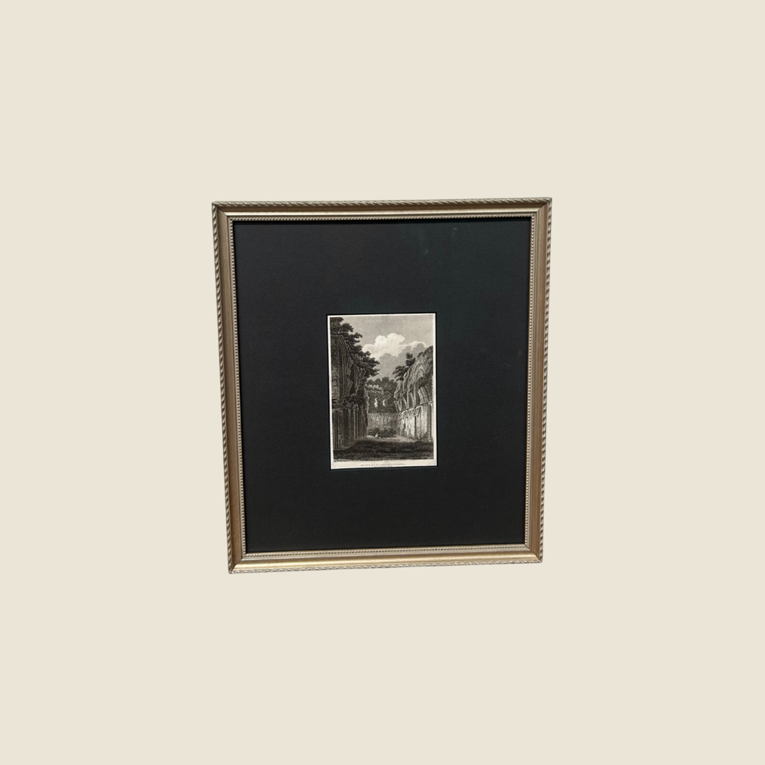 Antique Ink on Paper "Ruins of St. Joseph's Chapel" Artwork