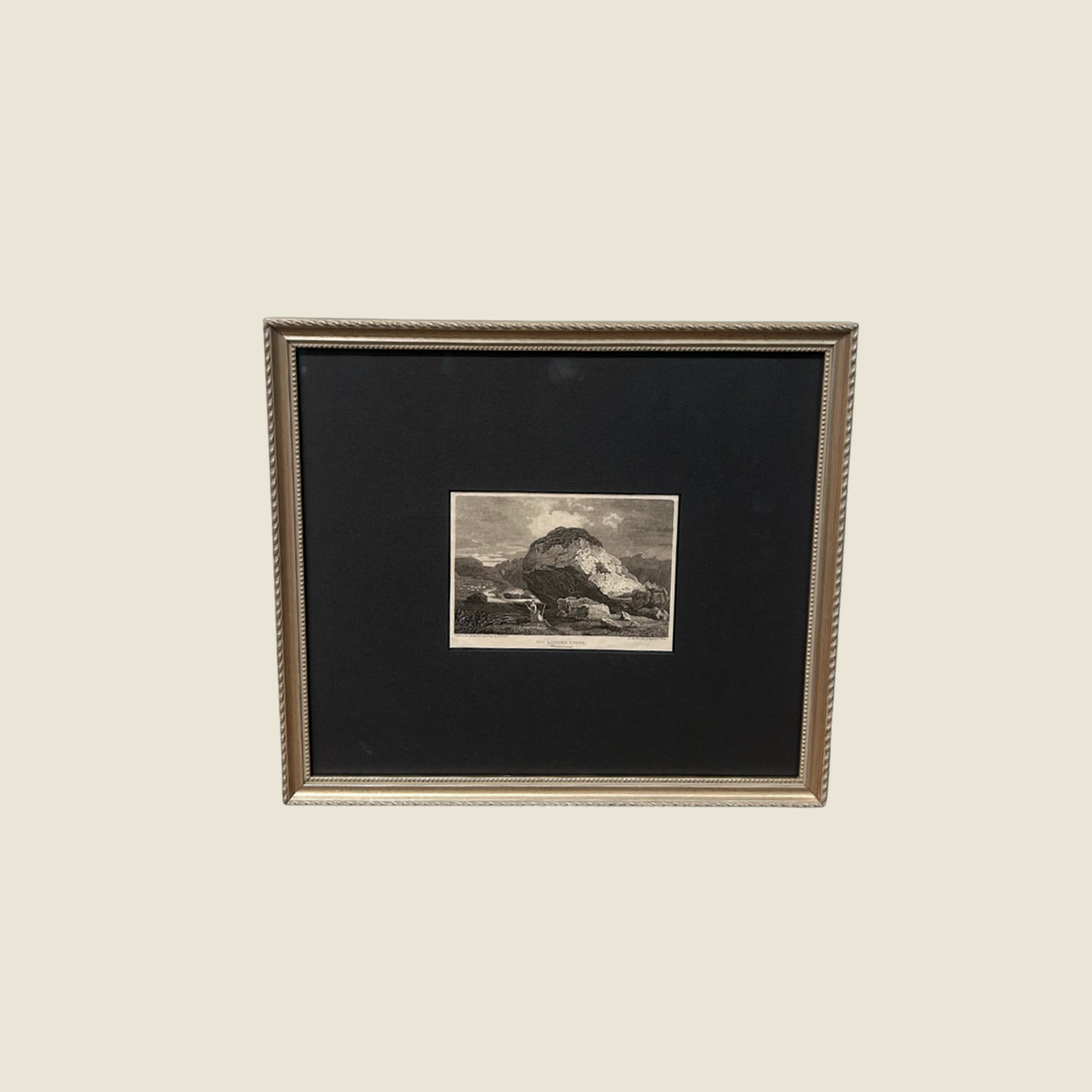 Antique Ink on Paper "The Bowder Stone" Artwork