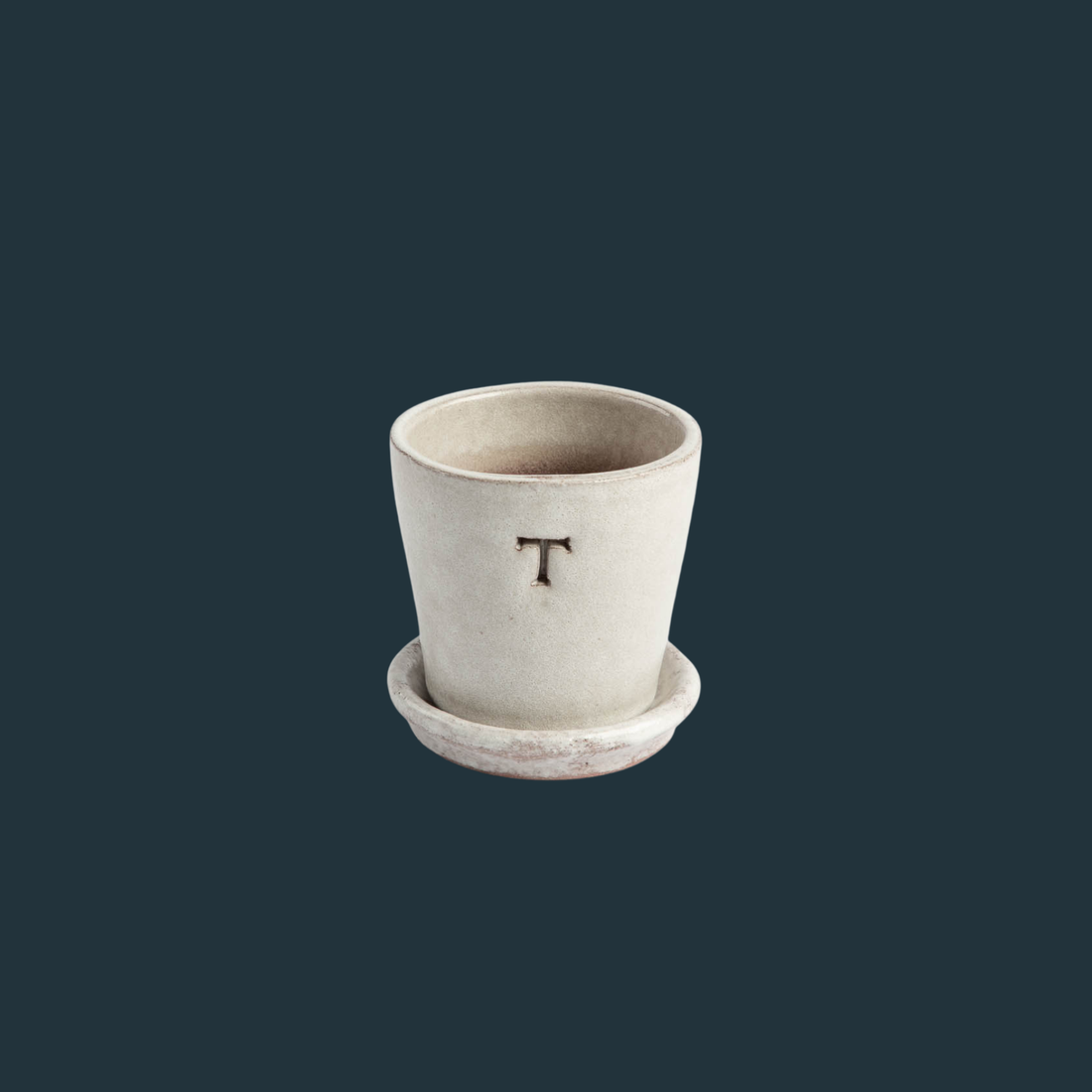 Petite White Terracotta Pot & Saucer