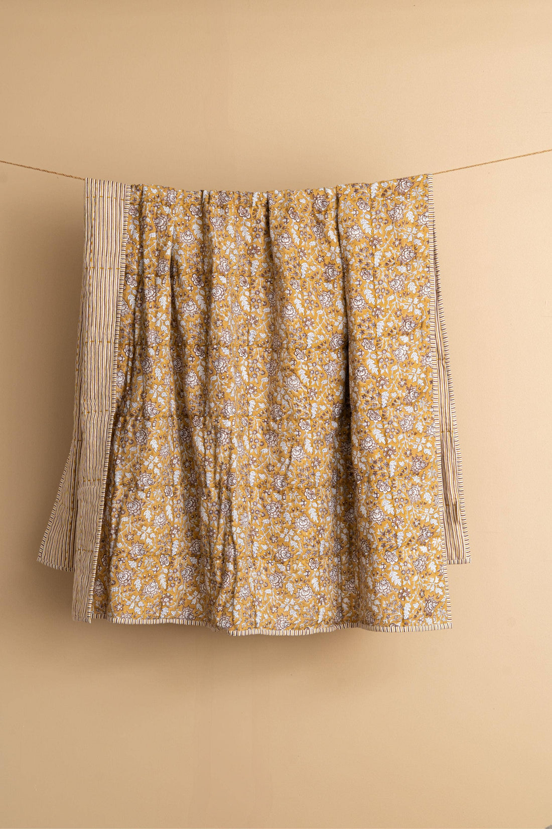 Hand Block Print Perline Linen Quilt