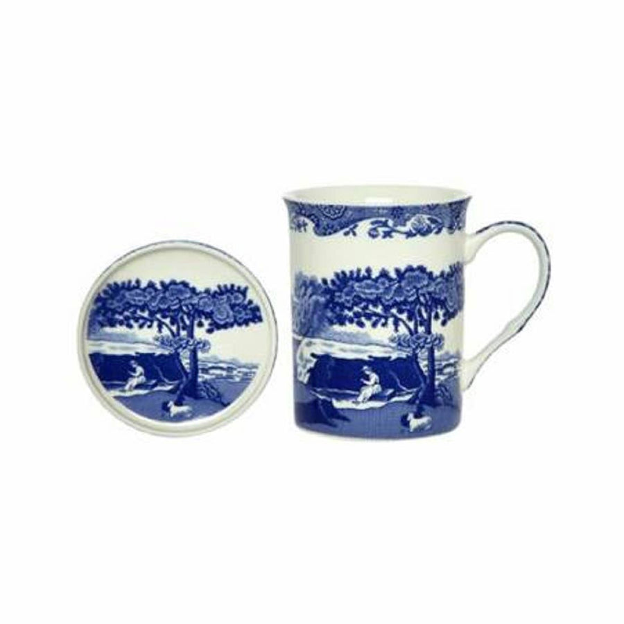 Blue Italian Spode Mug & Coaster Set (set of 2)