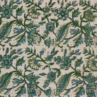 Kantha Quilt -Blue and Green Garden