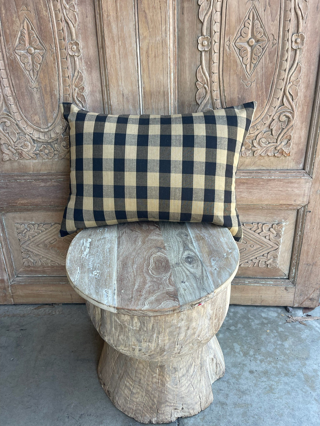 Handmade Lumbar Buffalo Check Pillow