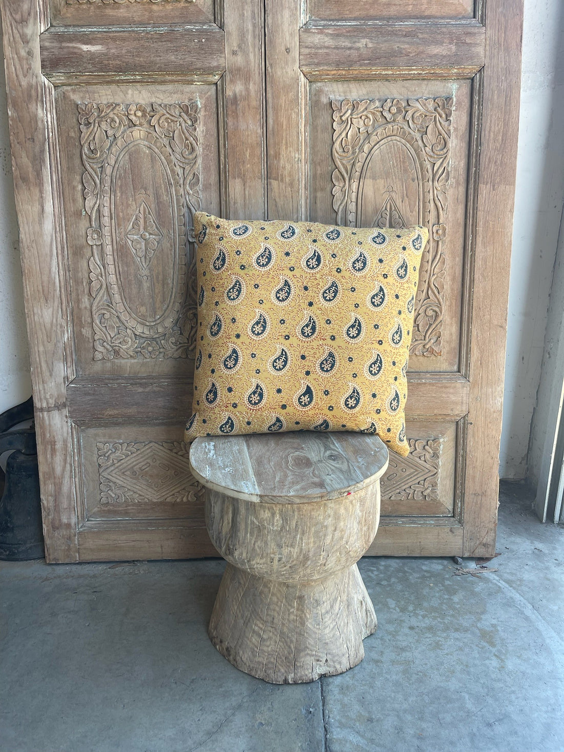 Handmade Paisley Block Print Pillow