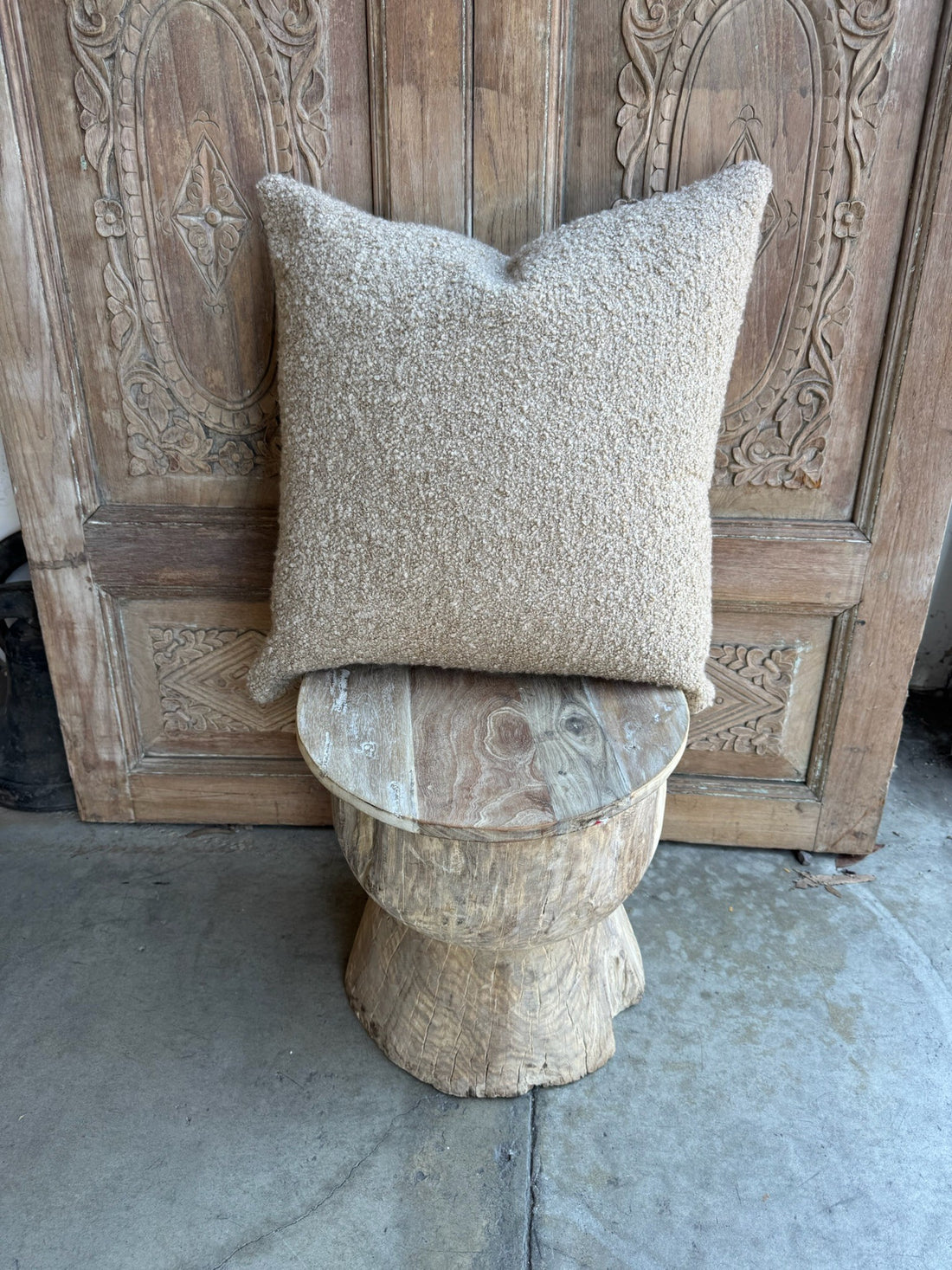 Tan Boucle Pillow