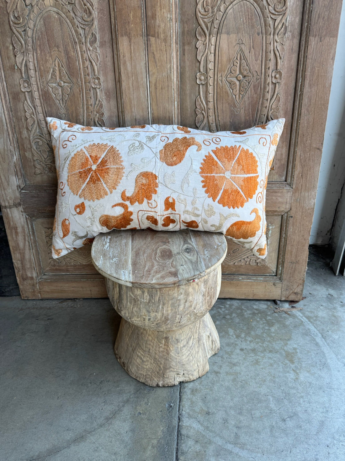 Handmade Hand Stitched Orange Decal Pillow