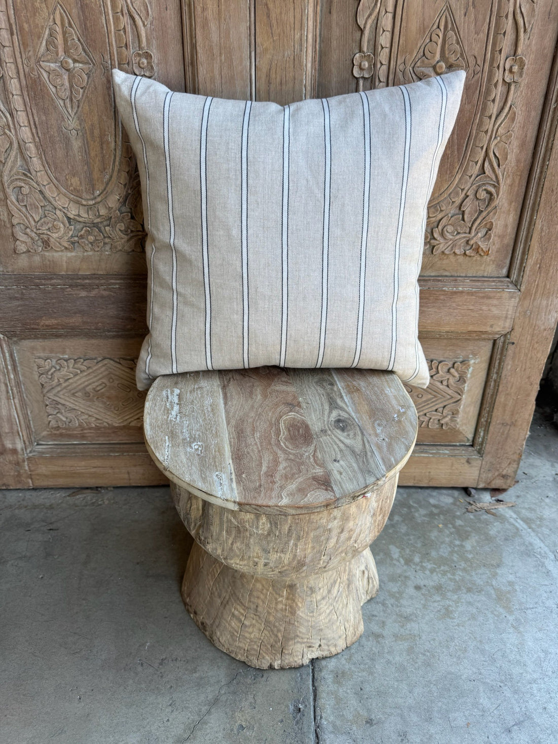 Handmade Thin White Stripe Pillow