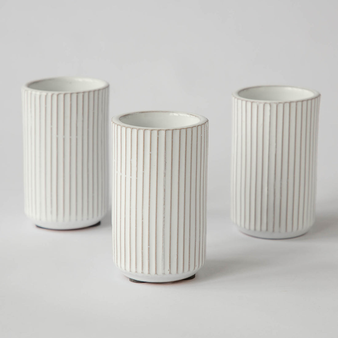 White Glaze Ribbed Cup (Set of 2)
