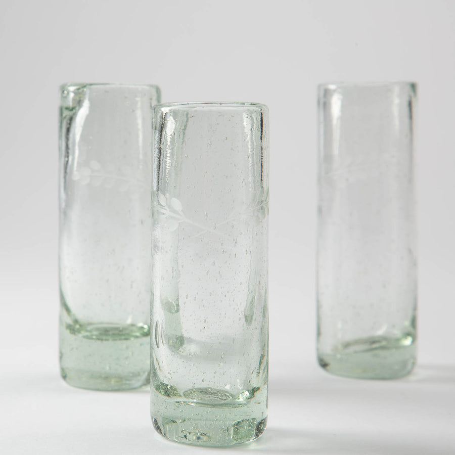 Etched Blown Glass, Tall Shot Glass