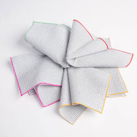 Seersucker Cloth Napkins with Colorful Edges (Set of 8)