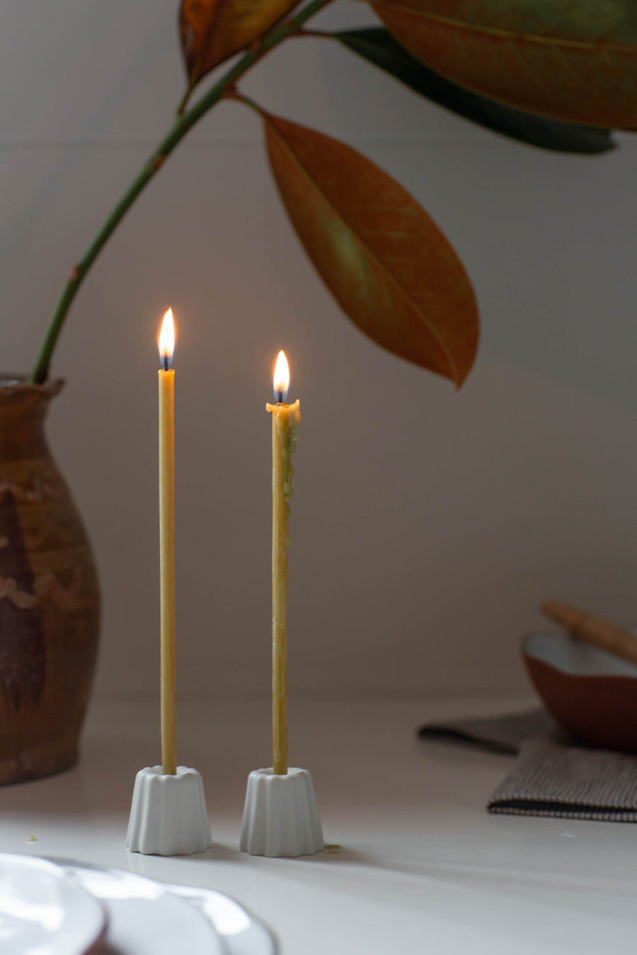 Matte White Porcelain Candle Holder