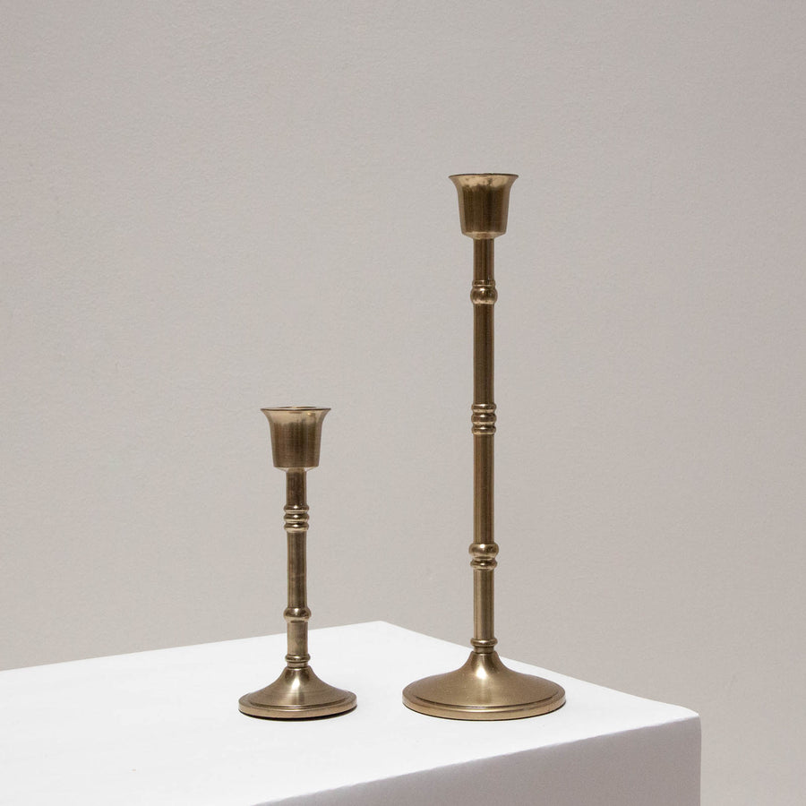 Aged Brass Candlestick - short