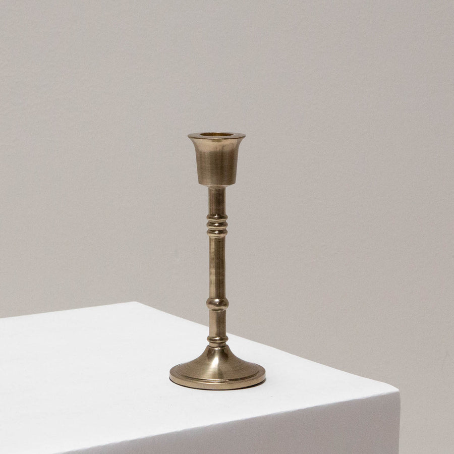 Aged Brass Candlestick - short