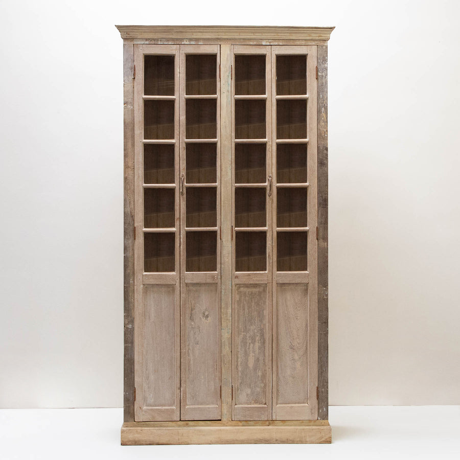 White Wash Long Door Cabinet