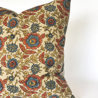 Red and Blue Floral Pillow